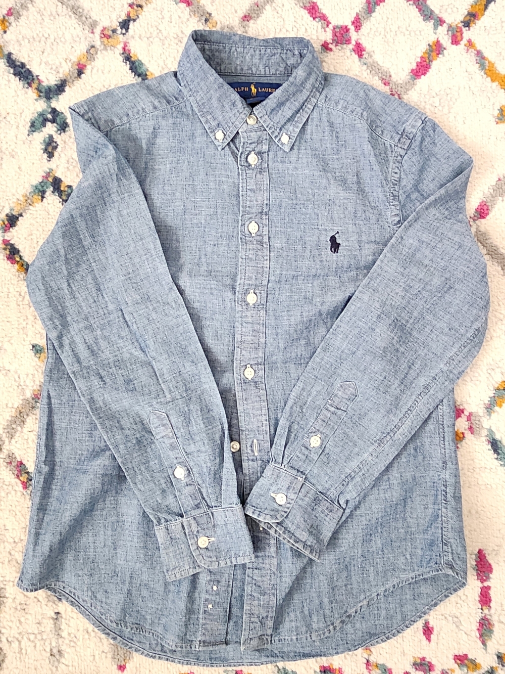 Ralph Lauren Boy's Medium Light Blue Button-Down Chambray Shirt